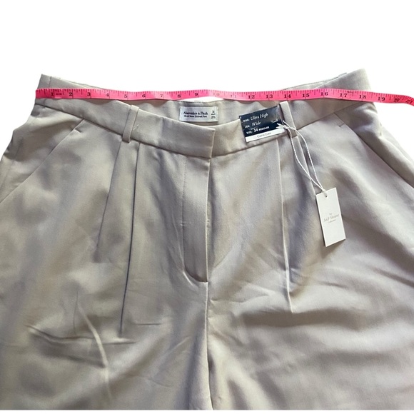 NWT Abercrombie A&F Sloane Tailored Wide Leg Pant Light Taupe 34 Curve Love - Picture 12 of 16